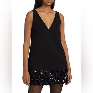 Self-Portrait Sequined Crepe A-Line Minidress